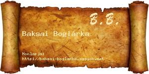 Baksai Boglárka névjegykártya